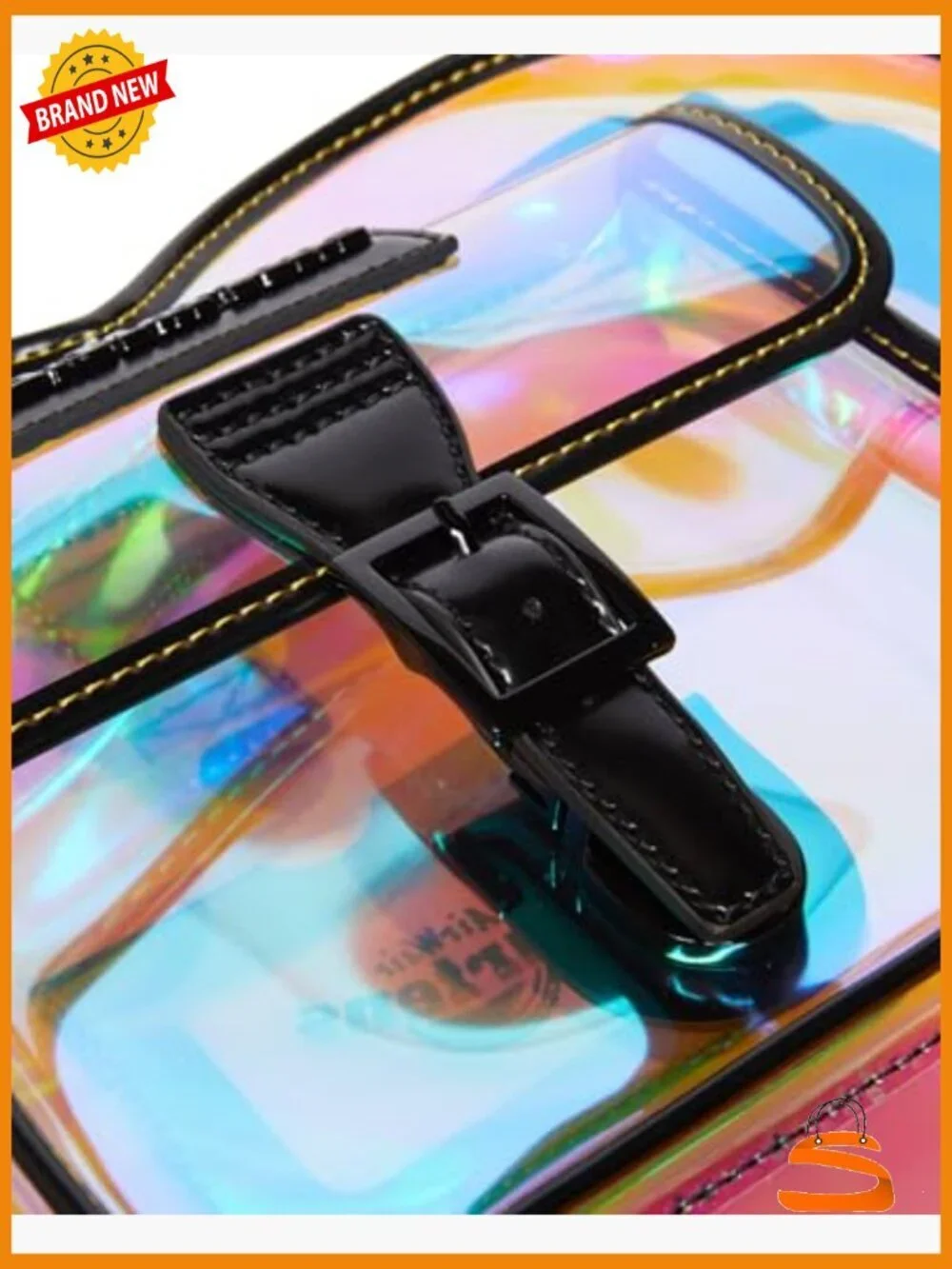 Iridescent PU Heart Backpack Crossbody with Adjustable Straps